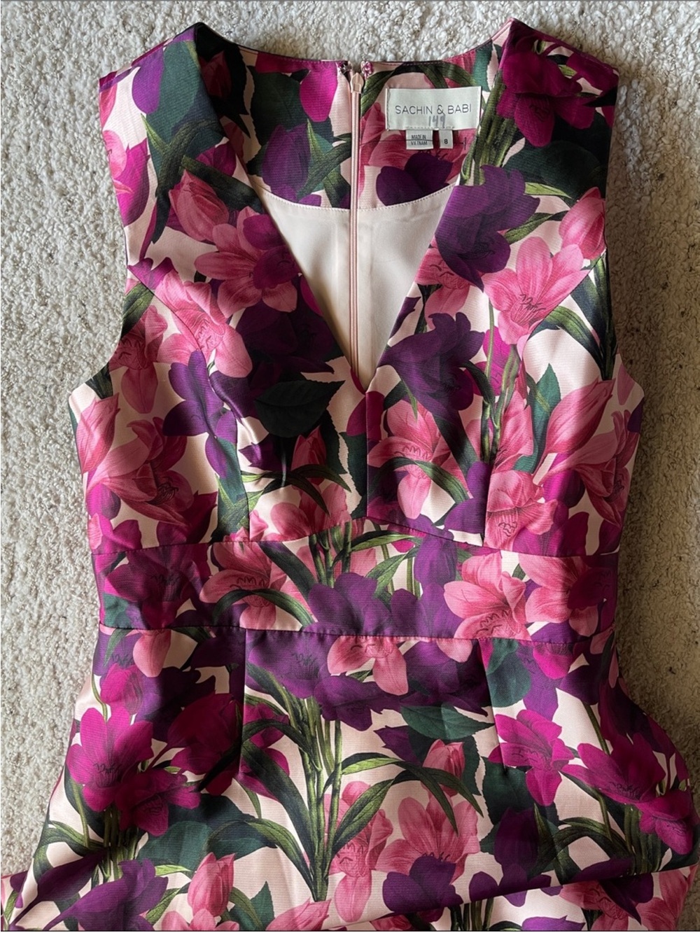 ✨NEW✨SACHIN BABI Rori Floral Tiered Gown in CASA BLANC Mikado Maxi Dress - Picture 6 of 11